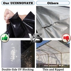 UCINNOVATE Heavy Duty White/Black Plastic Tarp – 10 x 13 FT, 14 Mil Thick Wat…