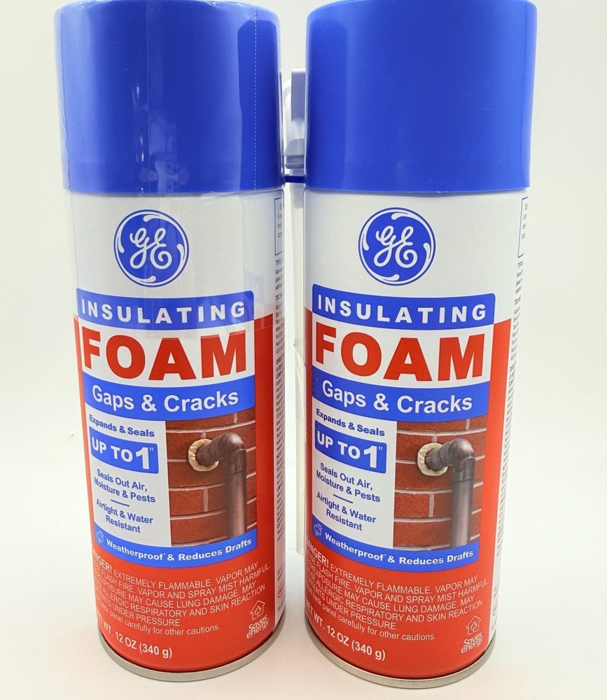 Insulating GE Foam Gaps & Cracks 12oz (2 Pack) 1 Sealed 1 New Straw