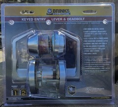 BRINKS COMM HD Keyed Entry Lever & Deadbolt Door Handle BC40032 Satin Chrome NEW