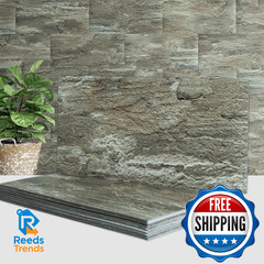 AULIGET 20-Piece Apache Brown Rock Peel and Stick Backsplash Wall Tiles 6×12 PVC