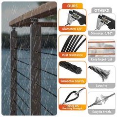 Black Stainless Steel Cable for Railing – 500FT 1/8″ T316 Wire Rope for Deck …