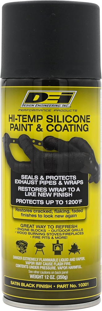 DEI High Temp Silicone Coating Spray 12oz Protects Exhaust Wraps Up to 1500F