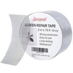 Secopad Grey Window Screen Repair Tape, 2IN X 15FT (180IN) x 15FT, Gray