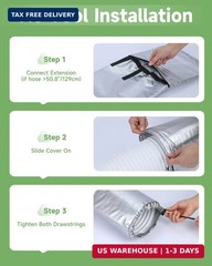 2PCS Portable AC Hose Insulation Sleeve,Upgraded 4-Layer Aluminum Foil Insulated