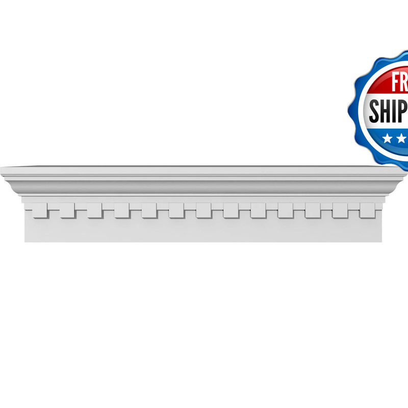 Ekena Millwork Endurathane Traditional Crosshead W/Dentil Trim 24 Bottom Width