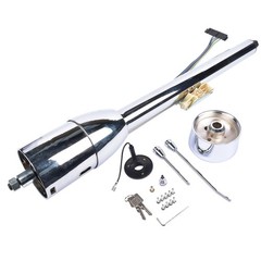 30″ Manual Floor Shift Tilt Steering Column with Key & 9 Bolt Adapter Chrome