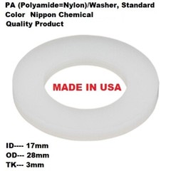 17 mm ID X 28 mm OD X 3 mm FLAT WASHER Nippon Chemical NYLON Plastic SPACER 17mm