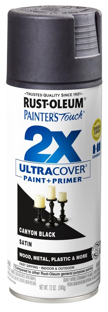 Rust-Oleum 249844 Painter’s Touch 2X 12 Ounce (Pack of 1), Satin Canyon Black