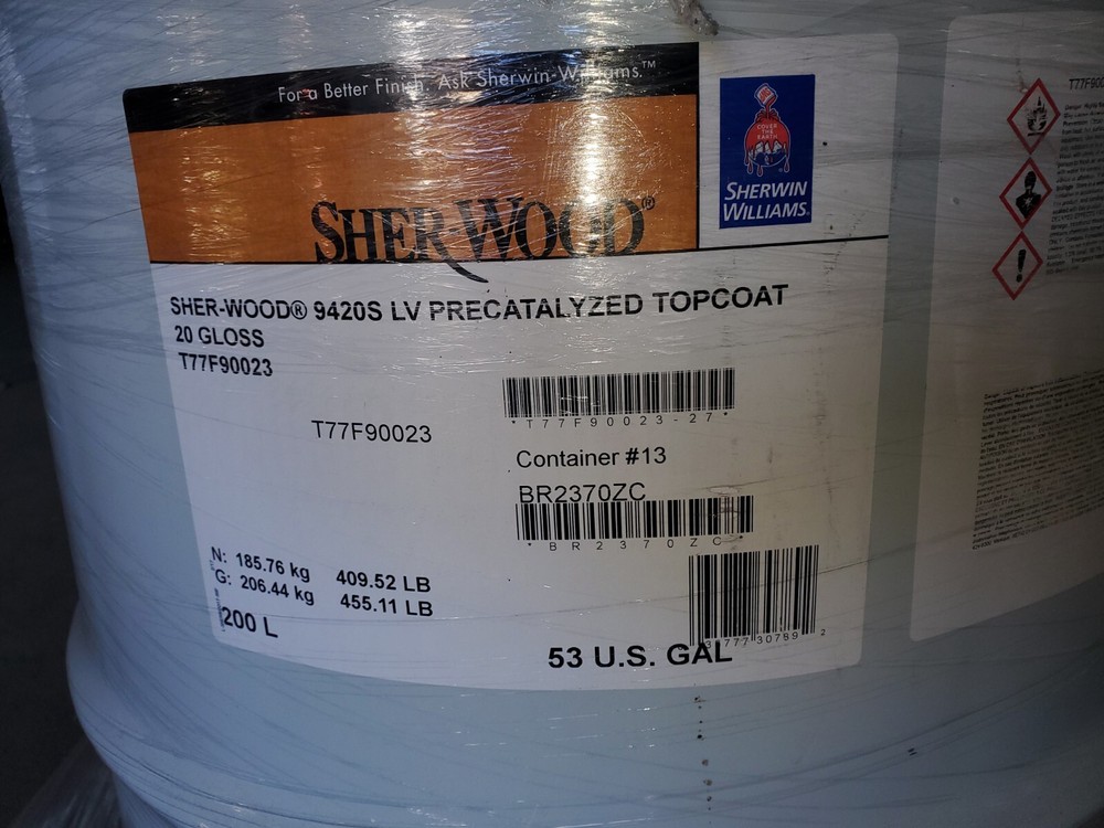 Sherwin Williams 9420S LV HAPS Free Precat Topcoat clear laquer 55 gal.NEW