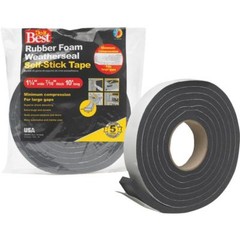 (3)-Thermwell 1-1/4″W x 7/16″T x 10’L Black Foam Weatherstrip Tape Rubber