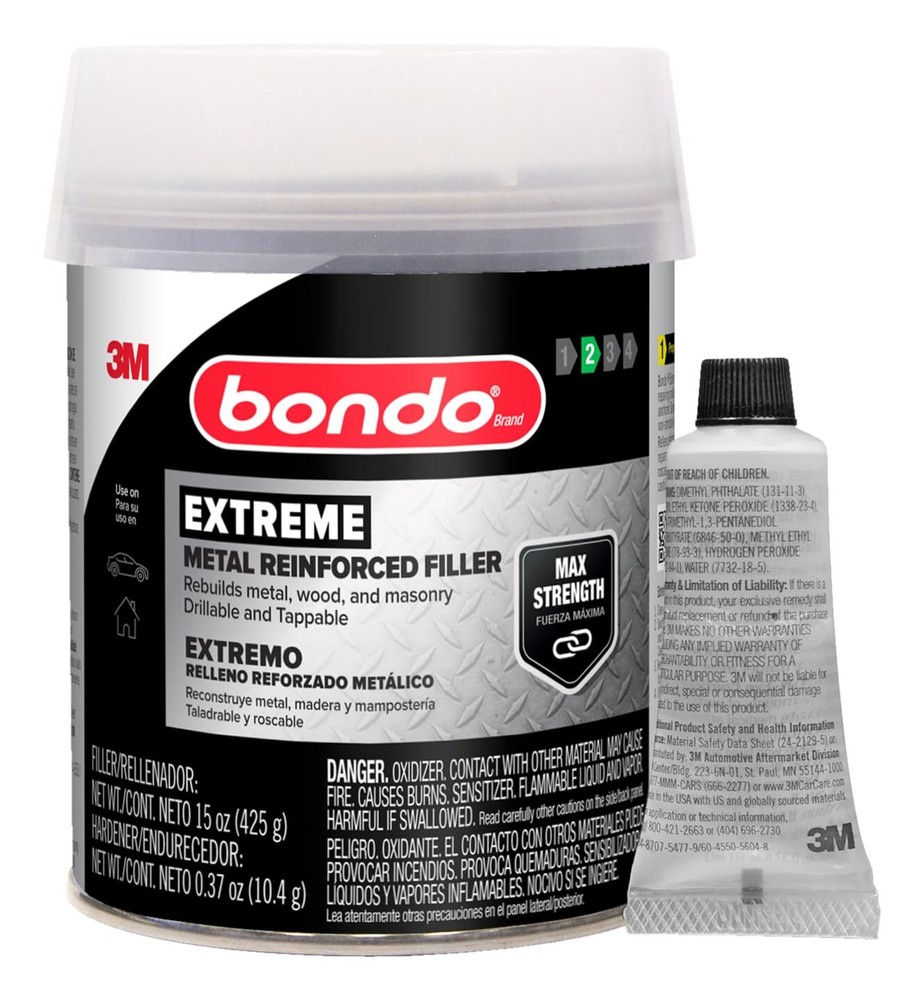 Bondo Metal Reinforced Filler Easy Spreading Fast Dry 20 Min Repair Aluminum