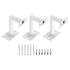 3 Pcs Fixed Steel Square Hand Rail Brackets Holder for Staircase Stair, White