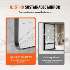 Wall Mounted Makeup Mirror,0.15″Thick,36″x 36″Mirror with Aluminium Alloy Frame