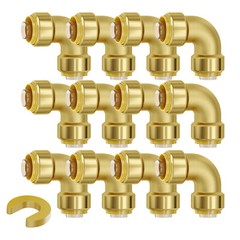 VEVOR Pipe Fittings 1/2″ 12PCS Brass Pipe Fittings Elbow Push-Fit for Air System