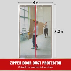 4 Ft X 7 Ft Plastic Zipper Door Dust Protector – Heavy-duty Plastic Sheeting