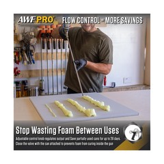 AWF PRO Spray Foam Gun – 2′ Long Nozzle, High Precision, Adjustable Flow C