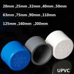 PVC Pipe End Cap Plain Plugging Cover Adhesive Fittings 20-200mm White Blue Gray