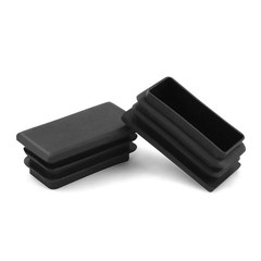 QWORK 10 PCS 1″ X 2″ Rectangle Black Plastic Plug End Cap 2.5 X 5cm,