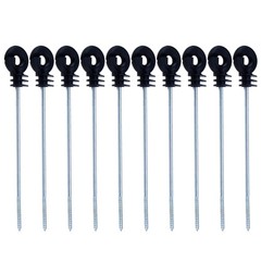 Tighall 10Pcs Long Electric Fence Insulator Screw-in black & silver