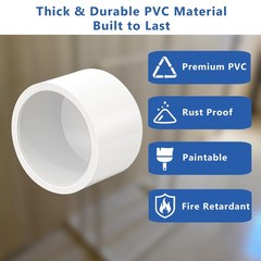 1 inch PVC Fitting End Cap, 10-Pack Pipe Elbow Cap – 1 in, White