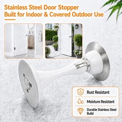 White Magnetic Door Stop No Drilling 3D Adhesive Door Stopper Catch