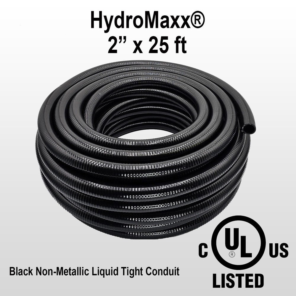2″ x 25′ Black Flexible Liquid Tight, Non-Metallic Conduit – UL Listed