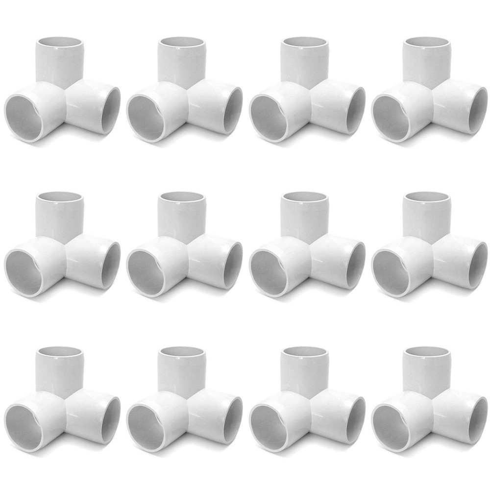QWORK 3 Way 1/2″ Tee PVC Fitting Elbow,12Pack 1/2 Inch, 3