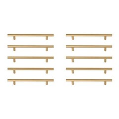 Elegant Decor Quinn Modern Zinc Alloy Bar Pull Multipack in Brass (Set of 10)