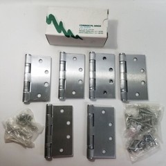 Lot 6 Ball Bearing Commercial Butt Hinges Square 4.5 x 4.5 Satin Chrome 26D