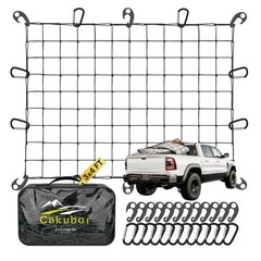 Heavy Duty 3’x4′ Cargo Net – Stretches to 8’x10′, 24 Clips, for Pickup Truck …