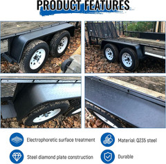 Heavy Duty Steel Diamond Tread Fenders for 13-15″ Tires – 2 Pack