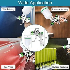 HVLP Spray Gun 1.4mm Tip Gravity Feed with 1.7mm 2.0mm Nozzles