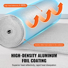 VEVOR Double Reflective Insulation Roll Foam Radiant Barrier 48 in x 50 ft 5.5mm