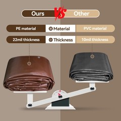 6×8 FT Tarp 22 mil Extreme Heavy Duty Waterproof tarps,Brown&Beige Multipurpo…
