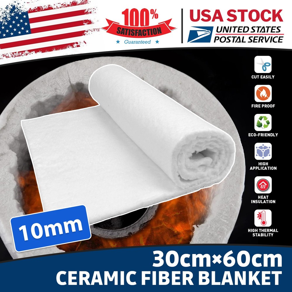 Ceramic Fiber Insulation Blanket Fire resistant 2500F 24″x 12″ 10MM 60CM*30CM