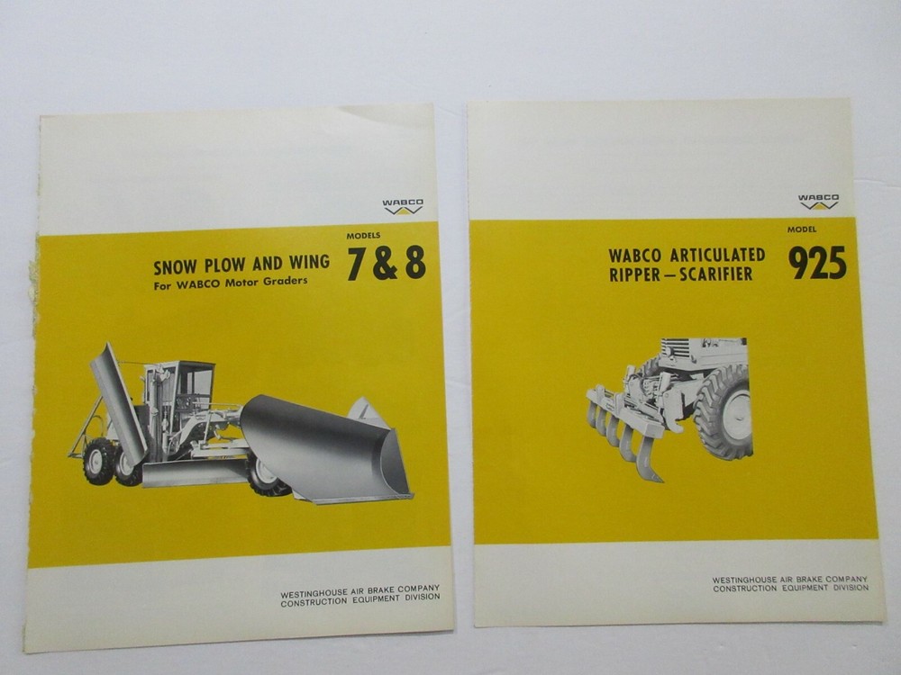 Rare Wabco Literature & Attachment Sales Sheets 1965/66/67/68