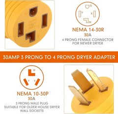 Dryer Cord Adapter Kanayu 10-30P to 14-30R 30 Amp