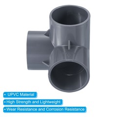 3PCS 2″ 3 Way Elbow Pipe Fittings UPVC Joint Coupling Pipe Adapter Gray