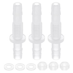 3Pcs Hose Barb Fitting 1/4″ x 1/4″ Adapter Union with M8 Nut and Washer
