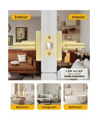 Goldenwarm Gold Door Handles Interior, Zinc Alloy Heavy Duty Brushed Gold Int…