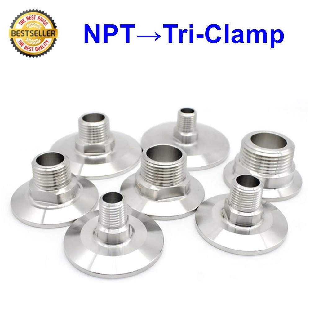 Tri Clamp Stainless Steel 304 Adapters for 1/4”- 1” NPT Male Pipe Converter