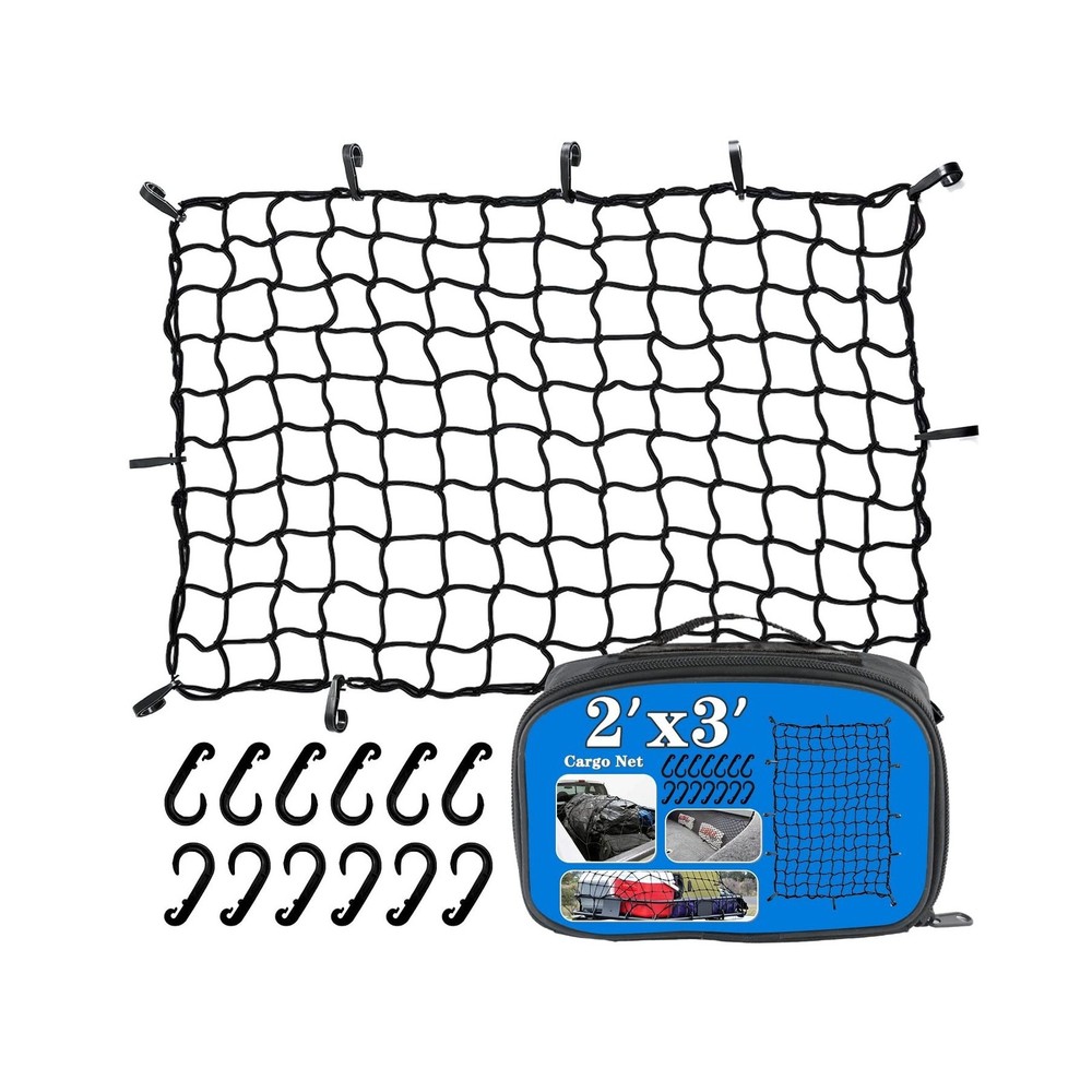 2’x3’ Bungee Cargo Net Stretches to 4’x6′ for Truck Bed,Pickup … F