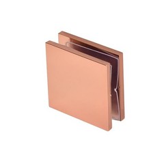 Rose Gold Square Style Hole-in-Glass Fixed Panel U-Clamp
