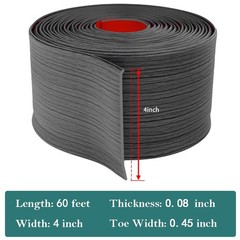 Lsgcq Flexible Baseboard Molding Trim 4 Inch X 60 Feet Self-Adhesive Vinyl Wall
