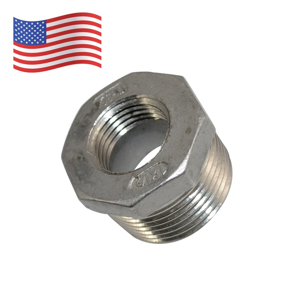1″ male to 1/2″ NPT female Pipe HEX Reducer bushing adapter Stainless steel