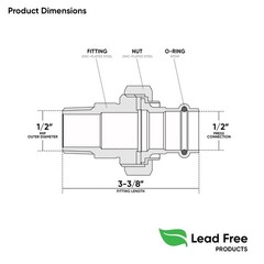 Highcraft Dielectric Union Pipe Fittings 1/2 in. FIP x Press 0.5 Inch, Copper