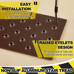 Gisafai 8 Pcs Non Slip Aluminum Stair Treads – 30 X 3.75 Inch Metal Nosing