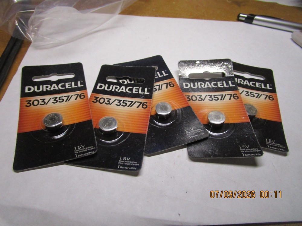 Duracell 303/357/76 Silver Oxide Button Battery QTY5
