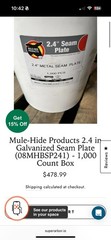 Mule-Hide Products 2.4″ Galvanized Seam Plate 08MHBSCP241 1,000 Count Box