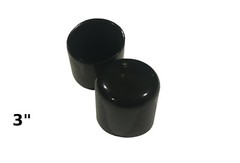 3″ 3.00 inch Round Black Vinyl Plastic Tube Tip End Cap (2,4,10,20)
